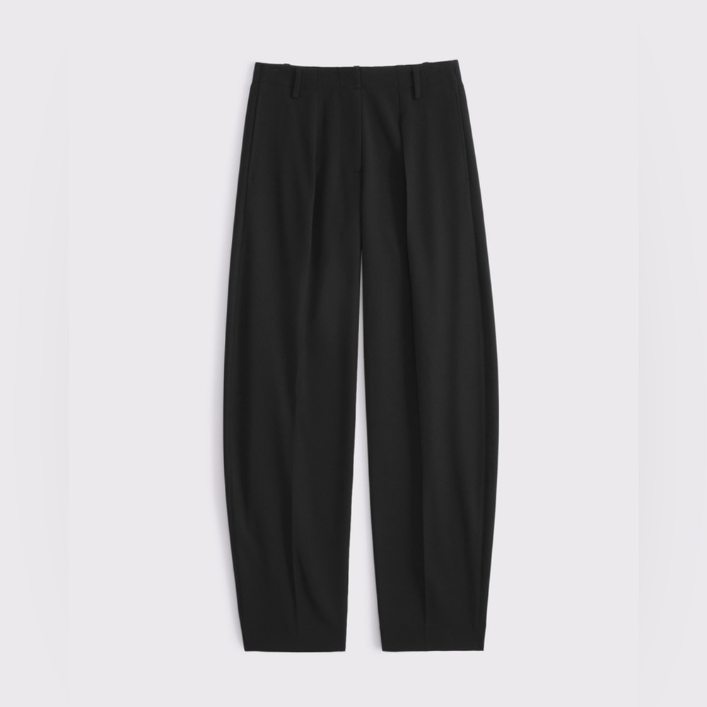 Abercrombie & Fitch Black Mid Rise Tailored Barrel Pant